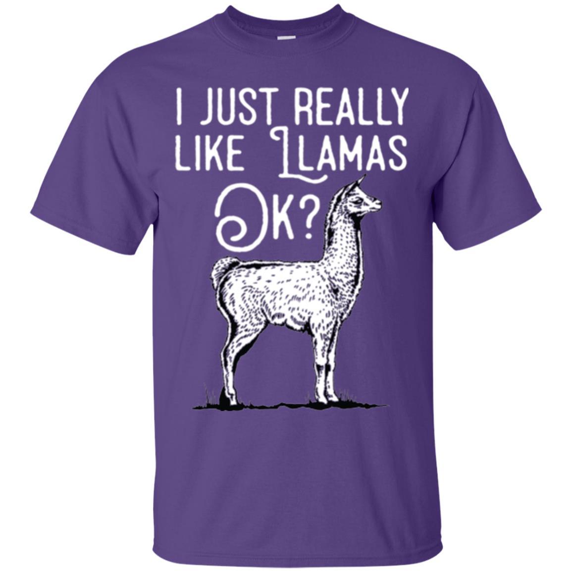 Alpaca T-shirt I Just Really Like Llamas Ok Purple
