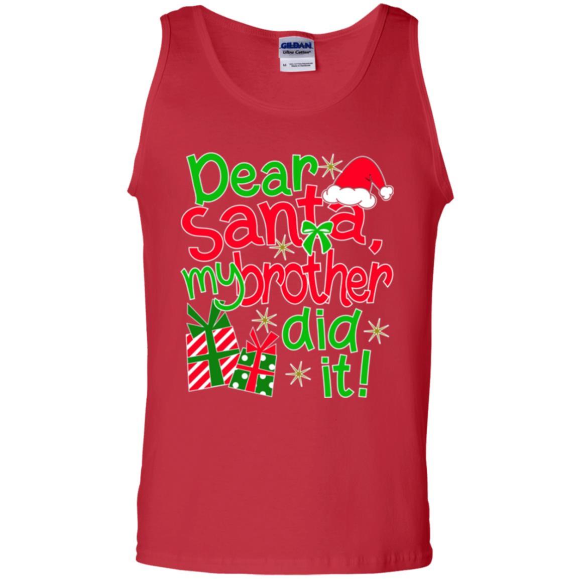 Family Christmas T-shirt Dear Santa My Brother Did It Red