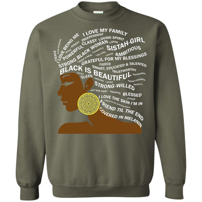Black Is Beautiful Black History Month Word Art T-shirt Military Green