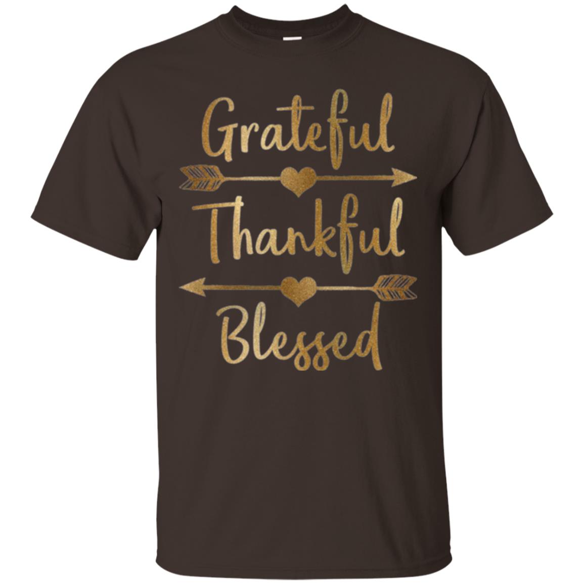 Thanksgiving T-shirt Grateful Thankful Blessed Dark Chocolate