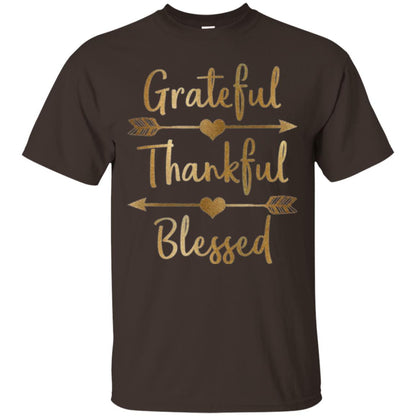 Thanksgiving T-shirt Grateful Thankful Blessed Dark Chocolate