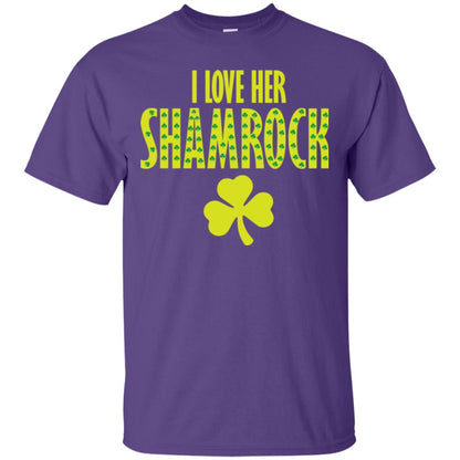 St. Patrick's Day T-shirt I Love Her Shamrock Purple