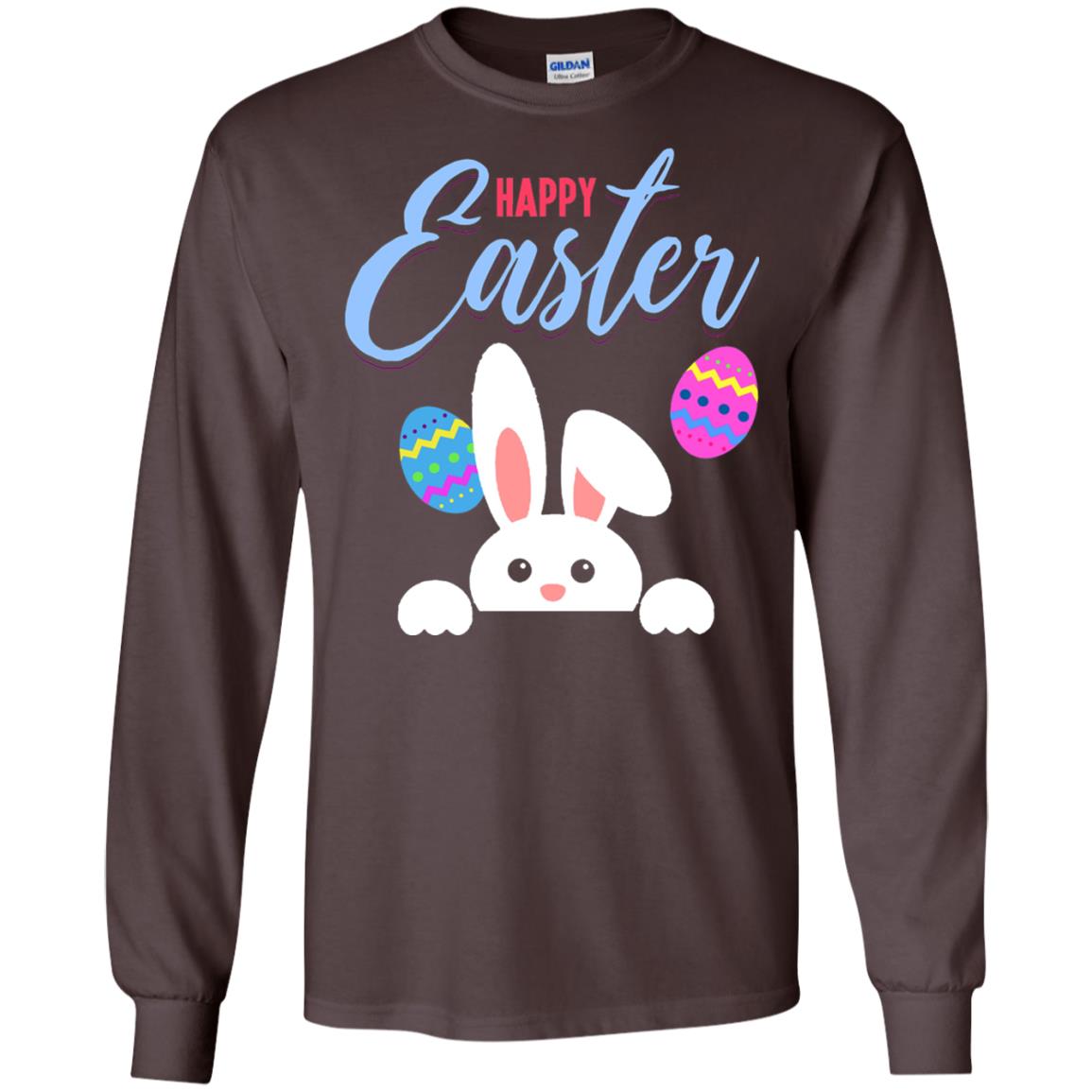 Emoji Bunny Egg Happy Easter Shirt Dark Chocolate