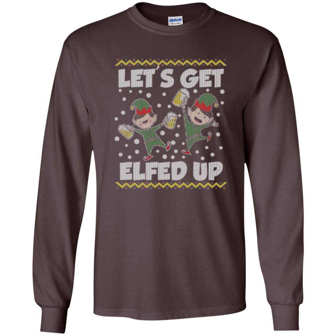 Christmas T-shirt Let_s Get Elfed Up Dark Chocolate