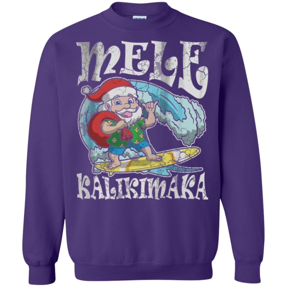 Christmas T-shirt Mele Kalikimaka Santa Hawaii Purple