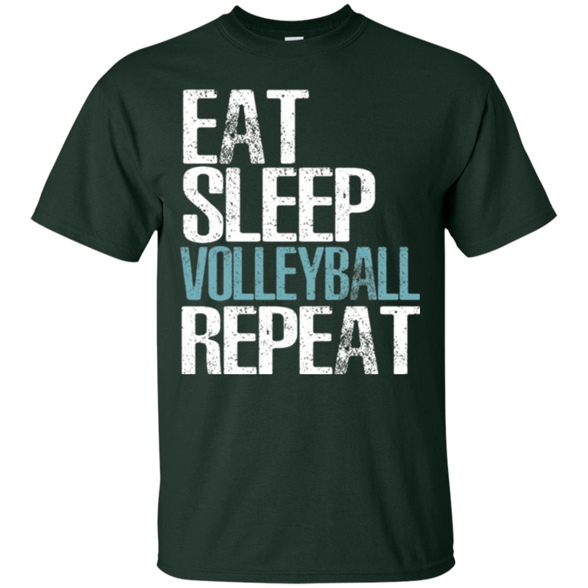 Volleyball T-shirt Eat Sleep Volleyball Repeat Forest Green