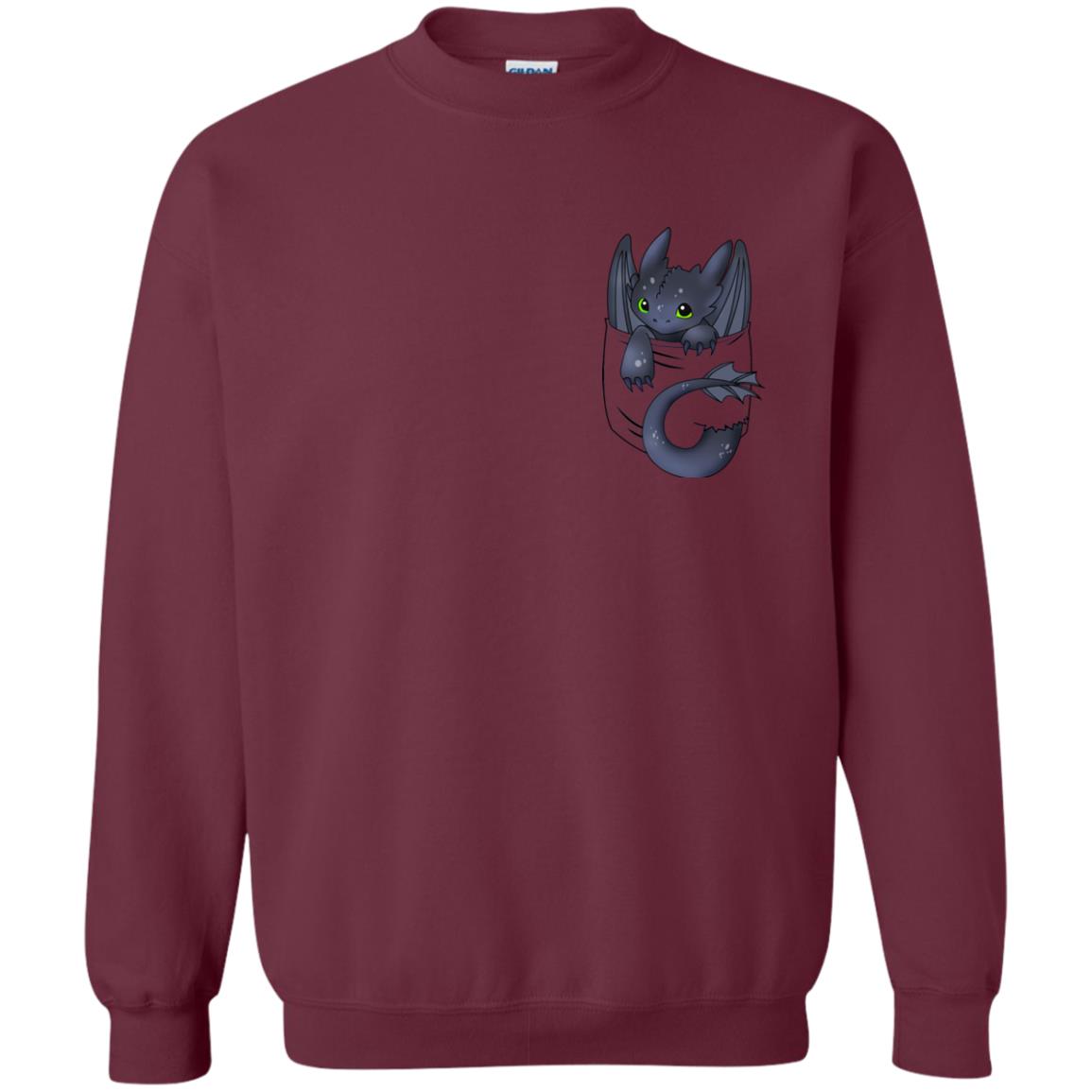 Toothless Dragon In Pocket Shirt Maroon