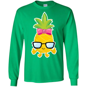 Funny Pineapple With Glasses For Girls Womens ShirtG240 Gildan LS Ultra Cotton T-Shirt