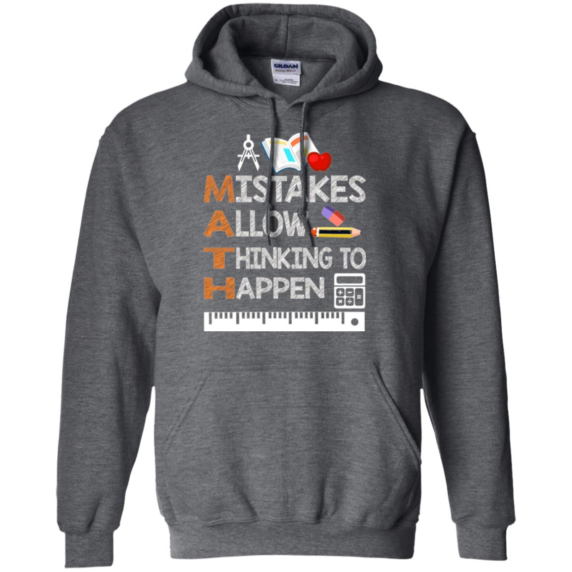 Math Lover T-shirt Mistakes Allow Thinking To Happen Dark Heather