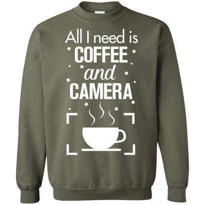 All I Need Is Coffee And Camera Shirt Military Green