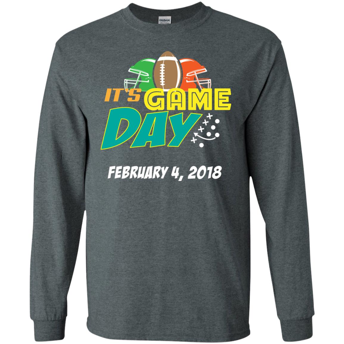 Football Lover T-shirt It_s Game Day February 4 2018 Dark Heather