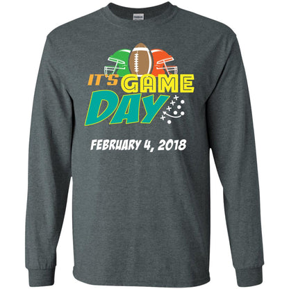 Football Lover T-shirt It_s Game Day February 4 2018 Dark Heather