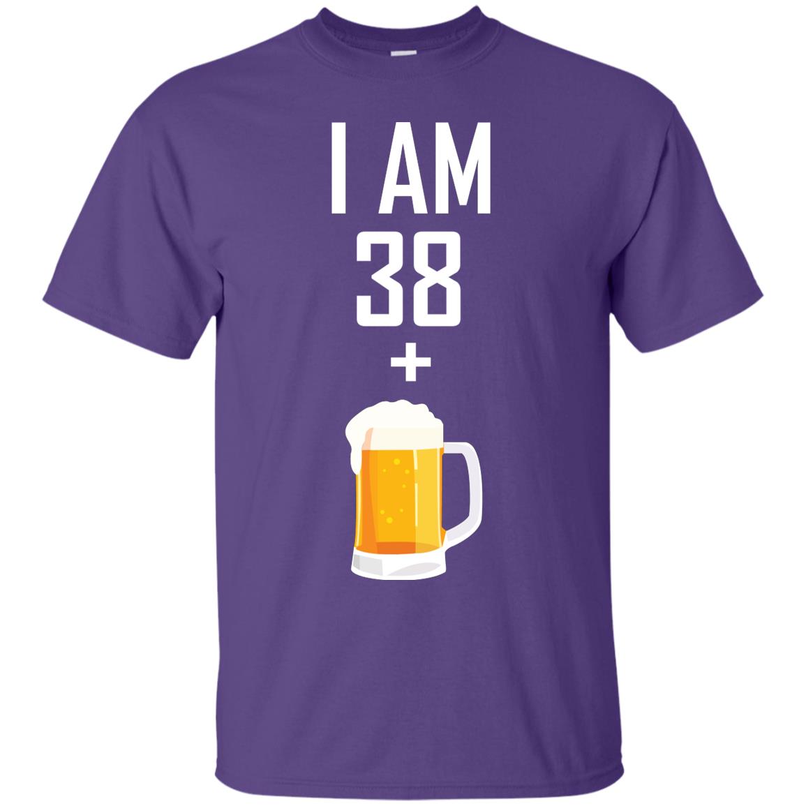 I Am 38 Plus 1 Beer 39th Birthday T-shirt Purple