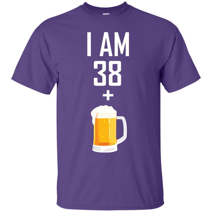 I Am 38 Plus 1 Beer 39th Birthday T-shirt Purple