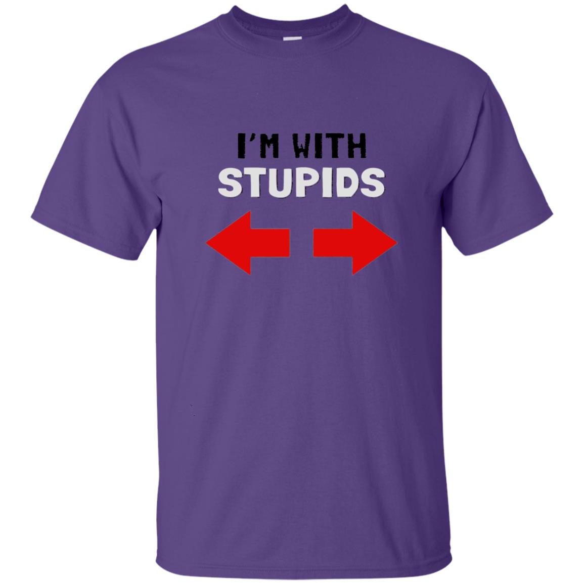 Im With Stiupid Funny Adult Shirt Purple
