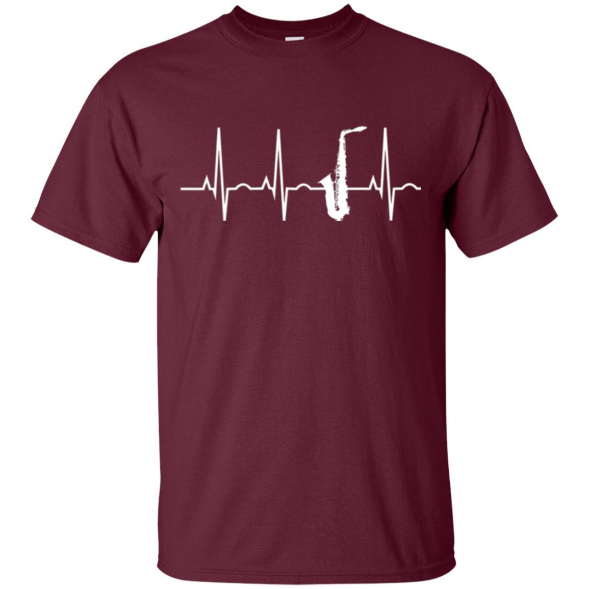 Saxophone Player T-shirt Saxophone Heartbeat T-shirt Maroon