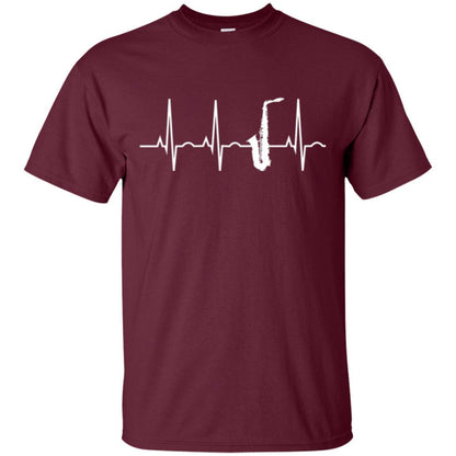Saxophone Player T-shirt Saxophone Heartbeat T-shirt Maroon