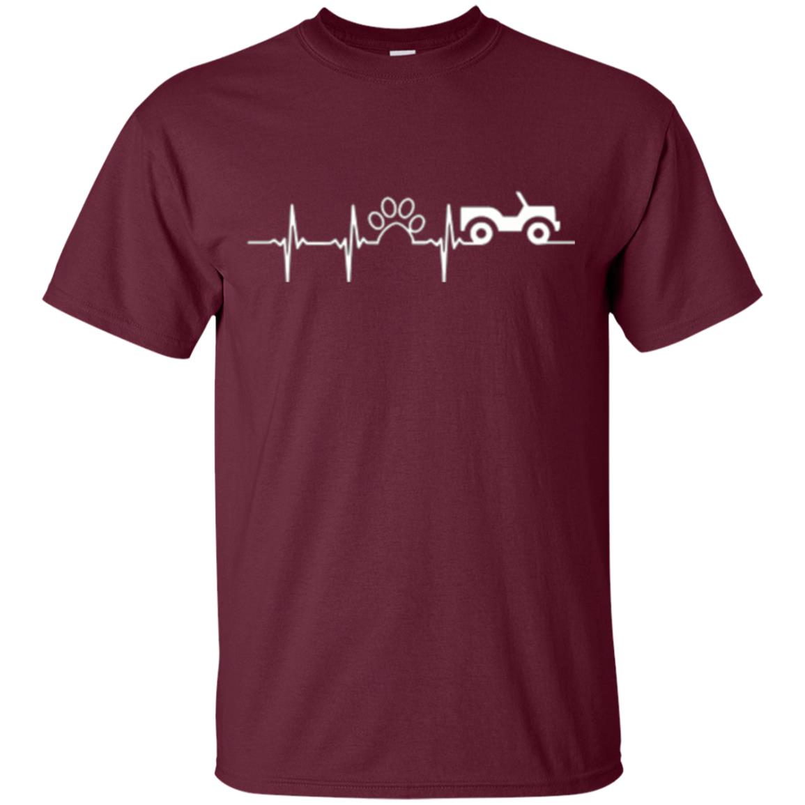 Cat Lovers T-shirt Jeep And Paw Heartbeat Maroon