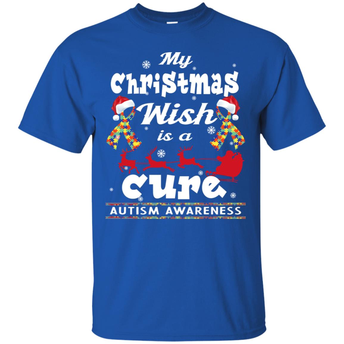 My Christmas Wish Is A Cure Autism Awareness X-mas Gift Shirt Royal