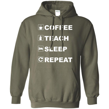 Coffee Teach Sleep Repeat Funny Teacher Gift T-shirt Military Green