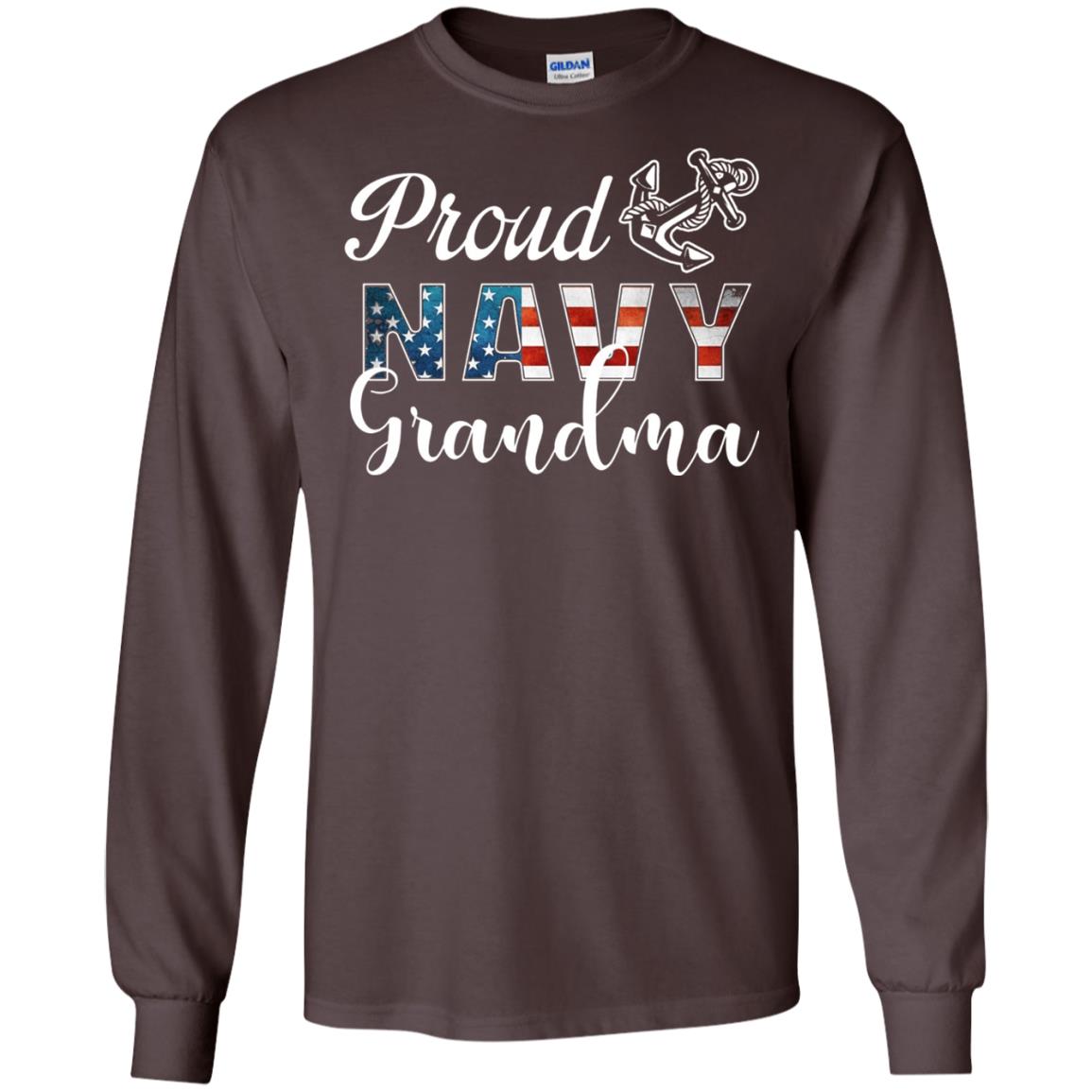 Proud Navy Grandma Military Mama Shirt Dark Chocolate