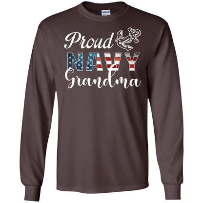 Proud Navy Grandma Military Mama Shirt Dark Chocolate