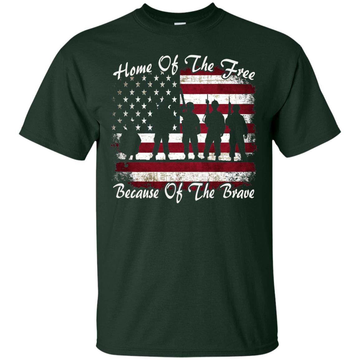 Home Of The Free Because Of The Brave Flag Military Shirt Forest