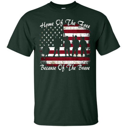 Home Of The Free Because Of The Brave Flag Military Shirt Forest