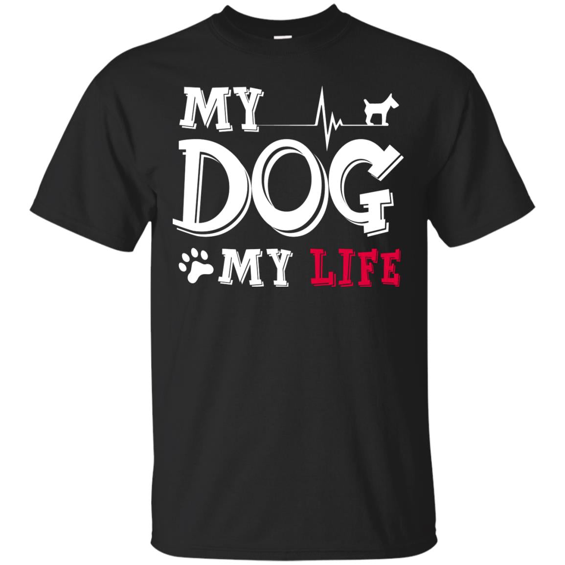 Dog Lovers T-shirt My Dog My Life Black