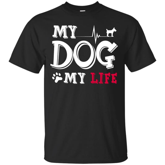 Dog Lovers T-shirt My Dog My Life Black