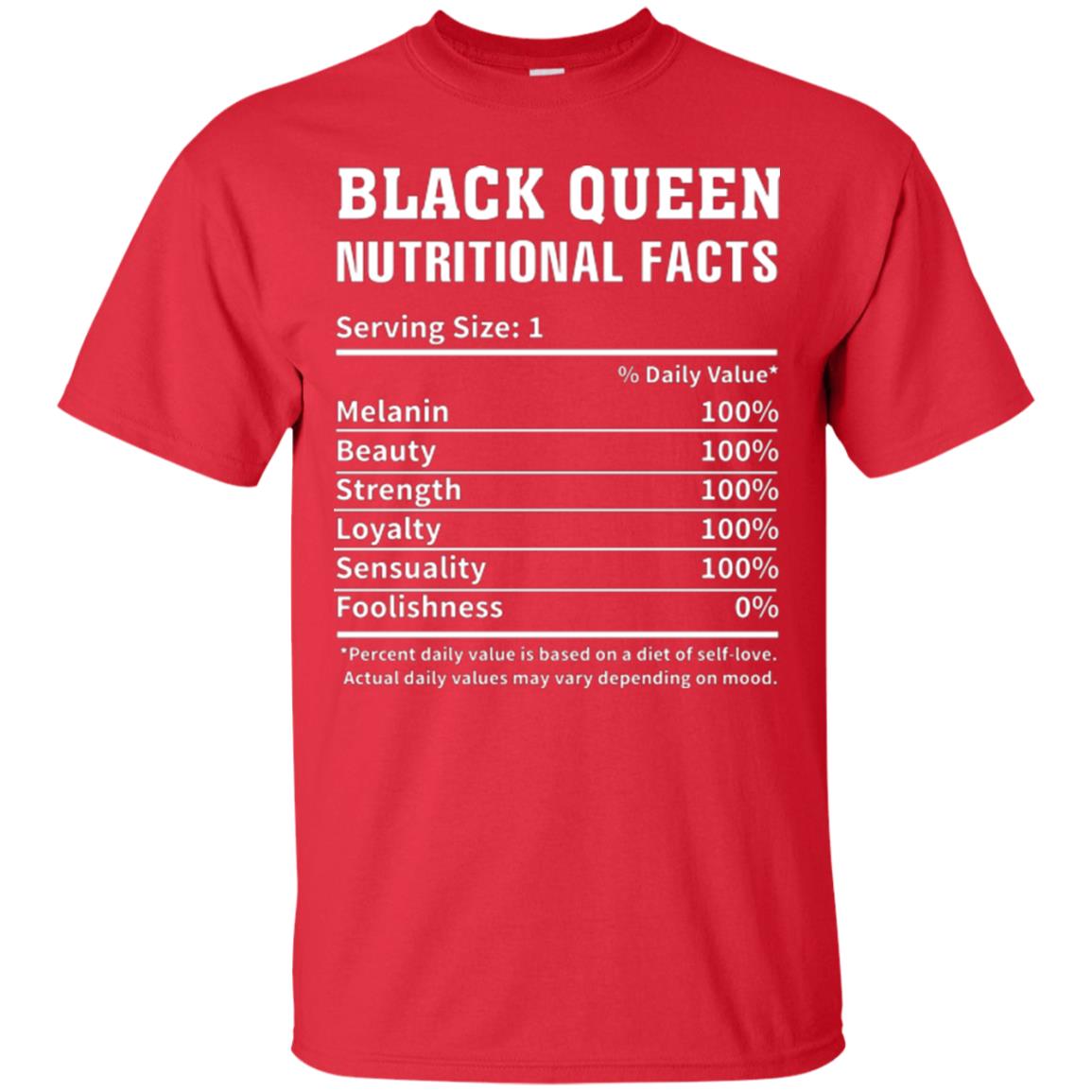 Nubian T-shirt Black Queen Nutritional Facts Red