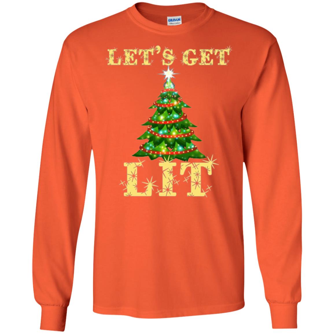 Christmas T-shirt Let_s Get Lit Orange