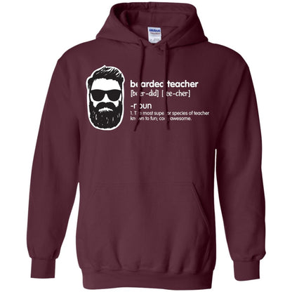 Bearded Teacher The Most Superior Species Of Teacher Known To Fun Cool Awesome Shirt Maroon