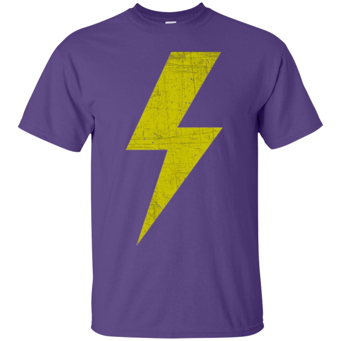 Retro Distressed Yellow Lighting Bolt T Shirt Purple