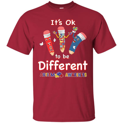 Its Ok To Be Different Autism Awareness T-shirt Cardinal