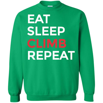 Eat Sleep Climb Repeat Mountain Climber Rock Climbing Shirt Irish Green