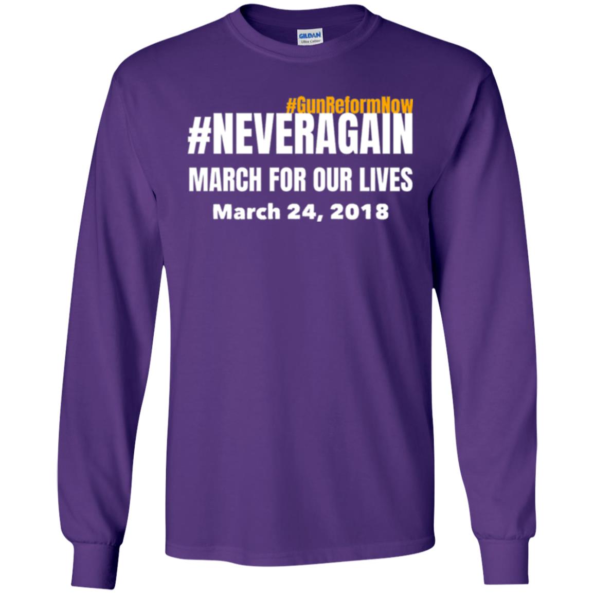March For Our Lives Never Again Anti Gun T-shirt Purple