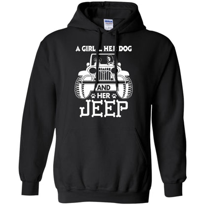 Dog Lover T-shirt A Girl Her Dog And Her Jeep Black