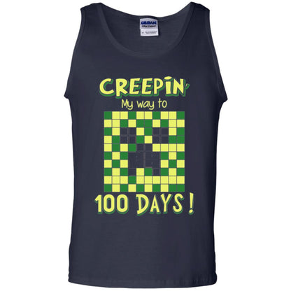 Teacher T-shirt Creepin My Way To 100 Days Navy