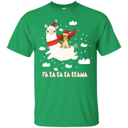 Fa La La La Llama With Beagle X-mas Gift Shirt Irish Green