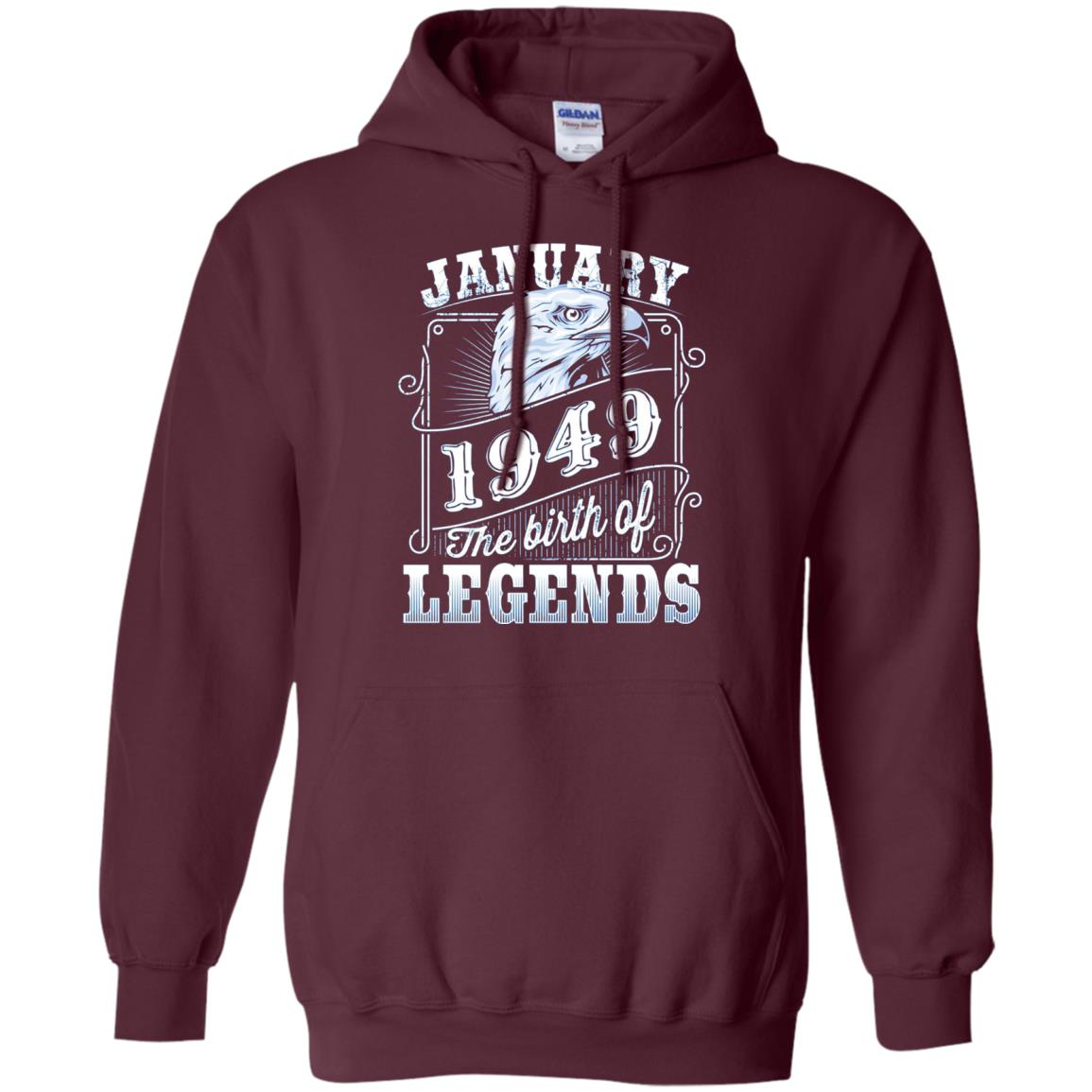69th Birthday T-shirt January 1949 Birth Of Legend Maroon