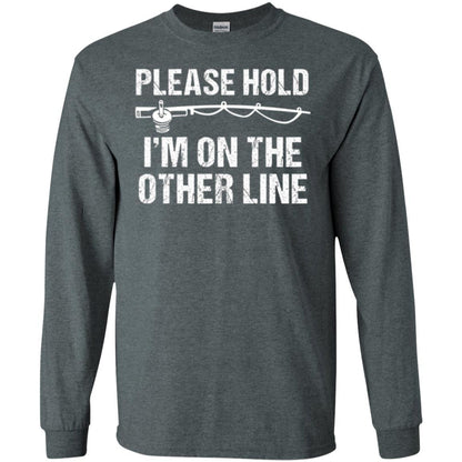 Fisherman T-shirt Please Hold I'm On The Other Line Dark Heather