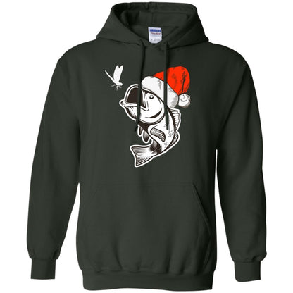 Bass Fishing Santa Hat Christmas Gift Shirt For Fishing Lovers Forest Green