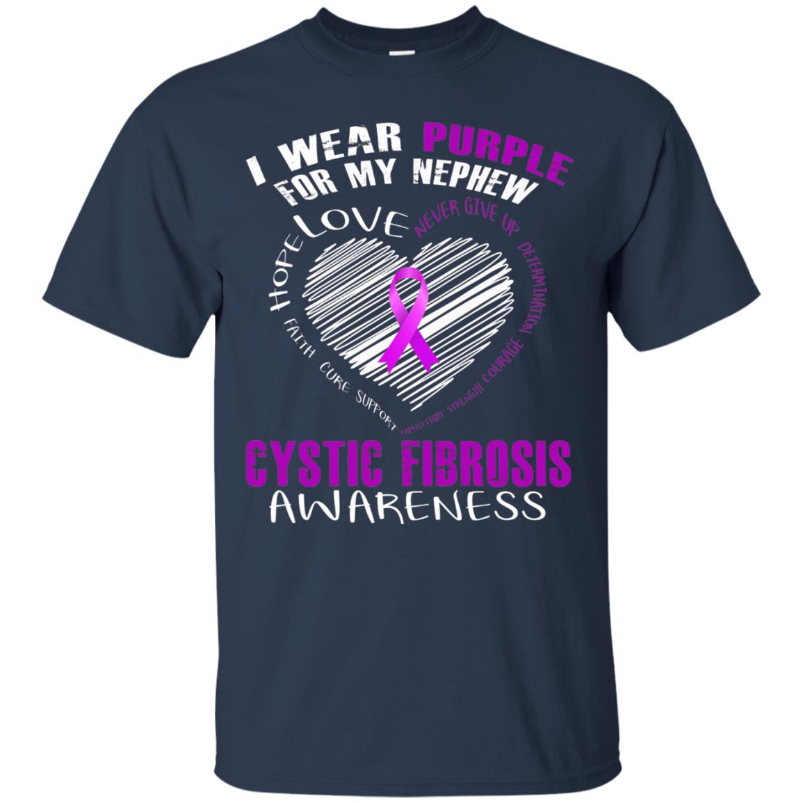 Cystic Fibrosis Awareness T-shirt I Wear Purple Navy
