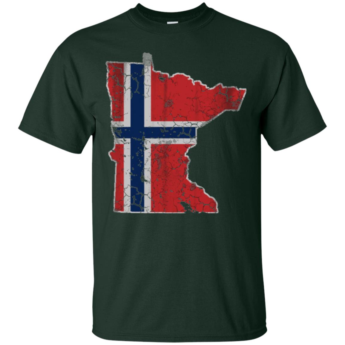 Minnesota Norwegian American Norge Norway Flag T-shirt Forest