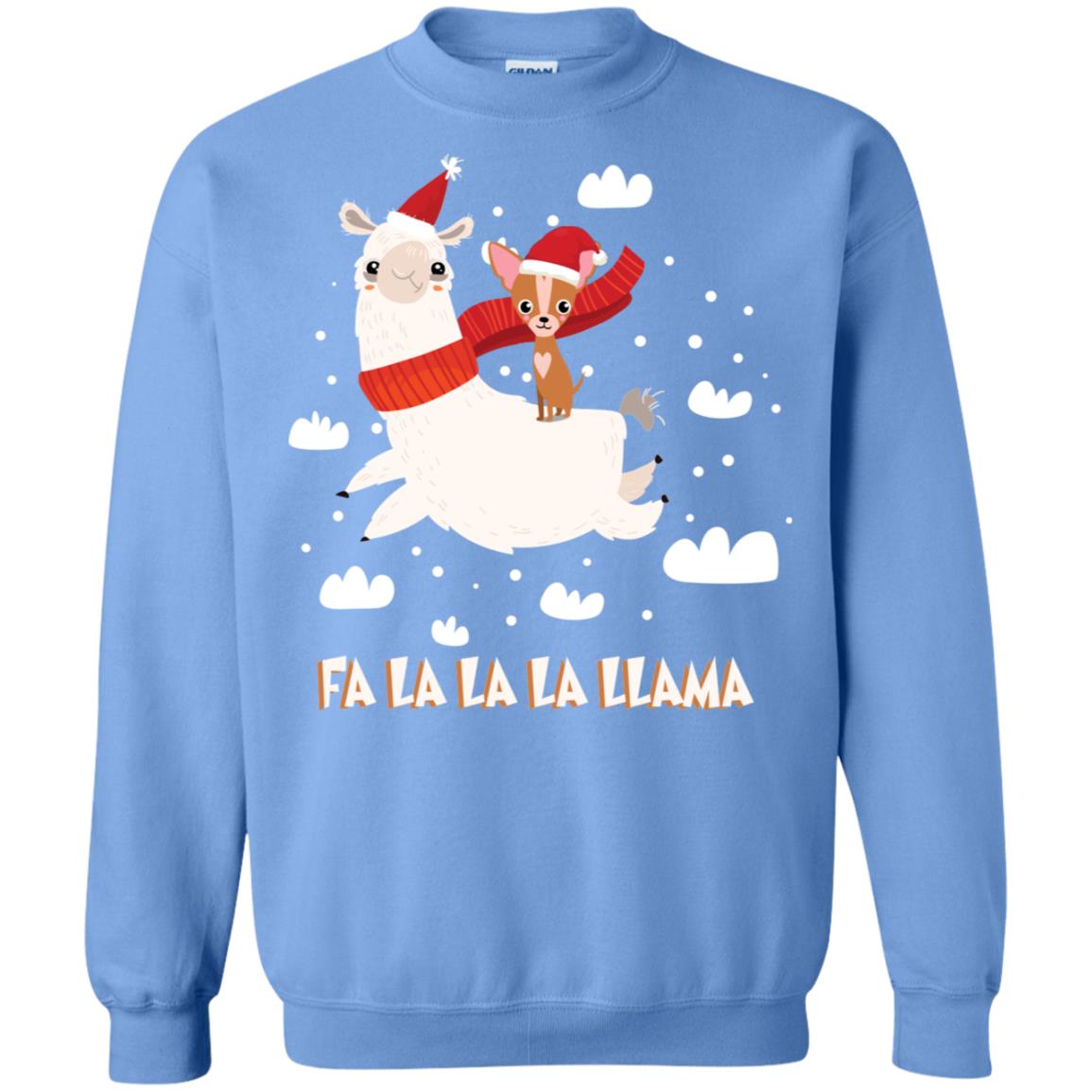 Fa La La La Llama With Chihuahua X-mas Gift Shirt Carolina Blue