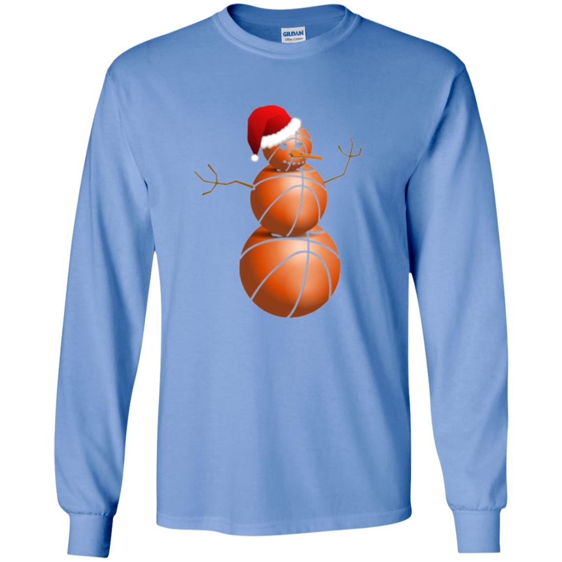 Christmas T-shirt Basketball Snowman Carolina Blue