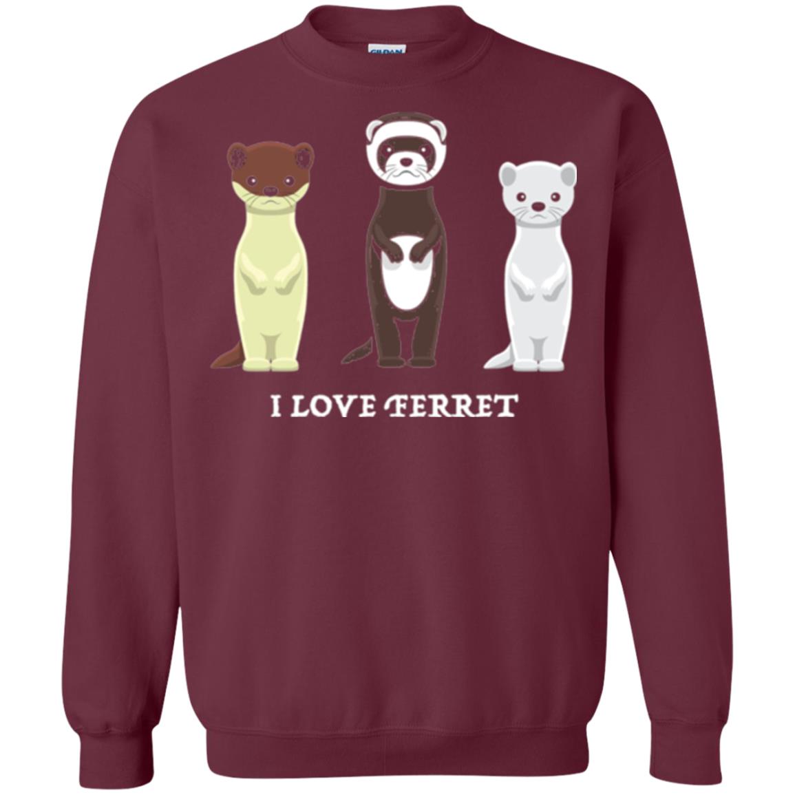 Ferret T-shirt I Love Ferret Maroon