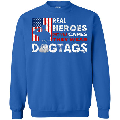 Real Heroes Don_t Wear Capes They Wear Dogtags Military T-shirt Royal