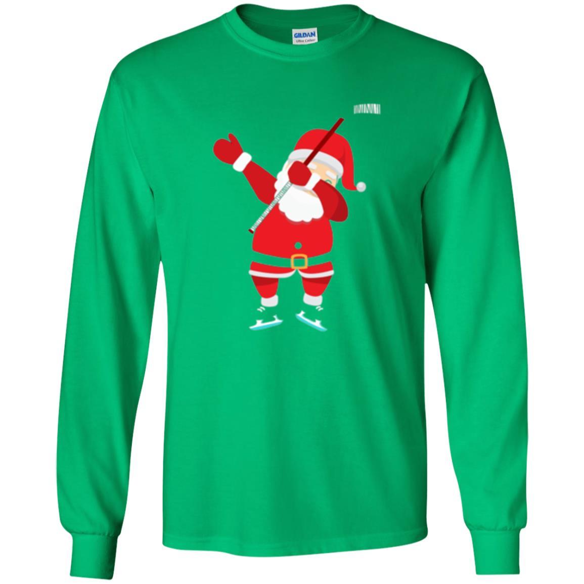 Christmas T-shirt Santa Claus Dabbing Hockey Irish Green